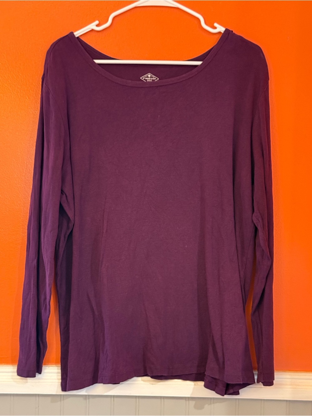 St. John's Bay Long-Sleeve Scoop Neck Top - Plum